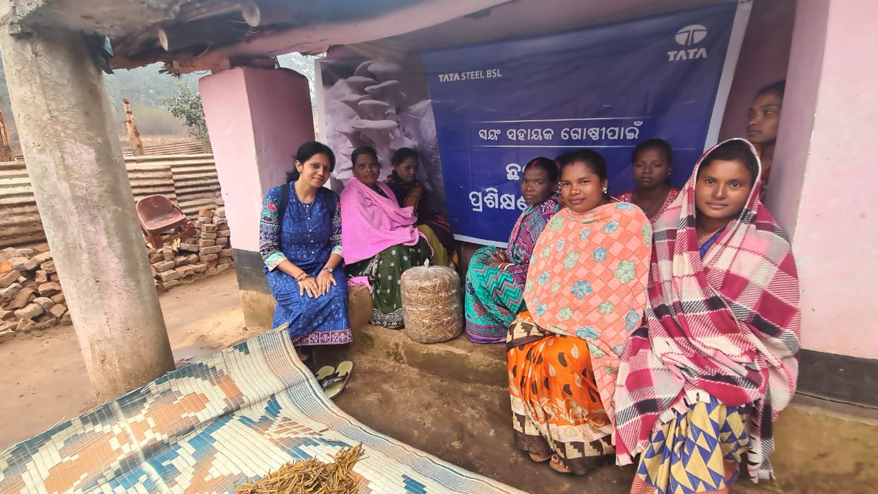 Tata Steel BSL Organises Training for rural women on mushroom cultivation in Kalmang, Sundargarh